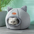 Cozy Winter Cat Cave Bed House With Removable Cushion