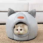 Cozy Winter Cat Cave Bed House With Removable Cushion